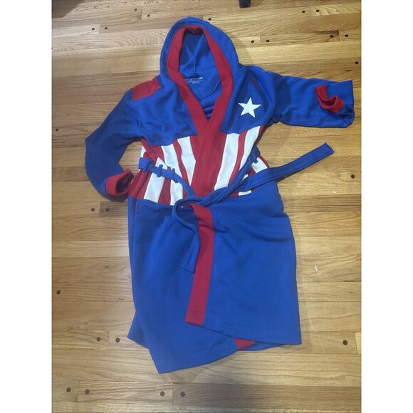 Marvel Captain America Fleece Hooded Robe Sleepwear Loungewear Small/Medium